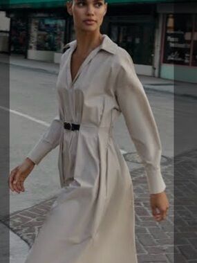 Zara Cream Midi Dress Super ELEGANT/CASUAL size M NEVER WORN!